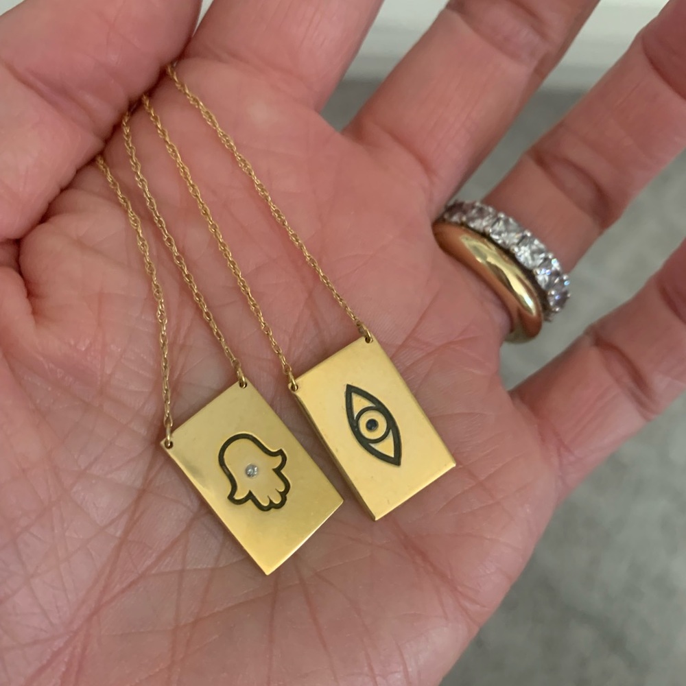 Jennifer Zeuner double sided gold necklace